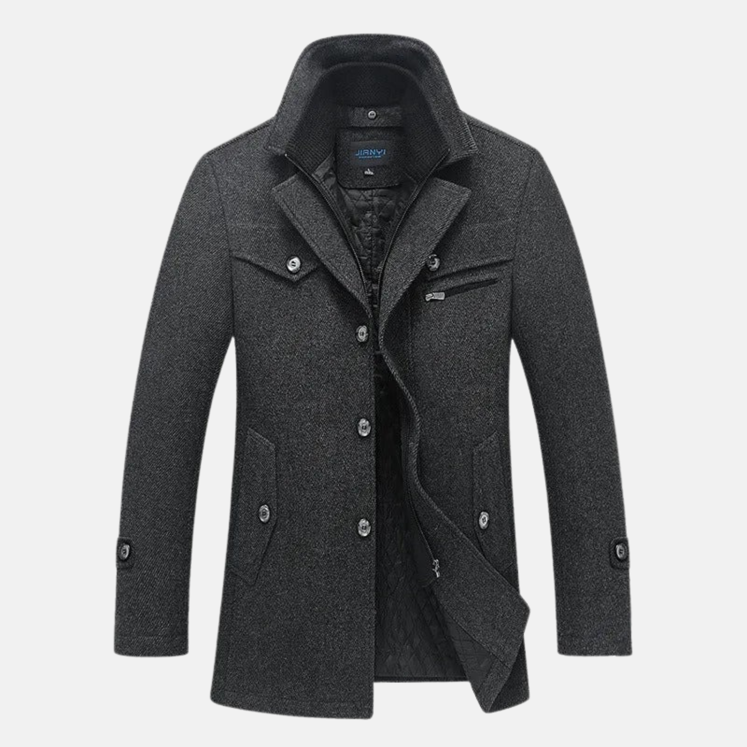 Abrigo de invierno largo para hombre con doble cremaller - elegancia cotidiana y comodidad atemporal