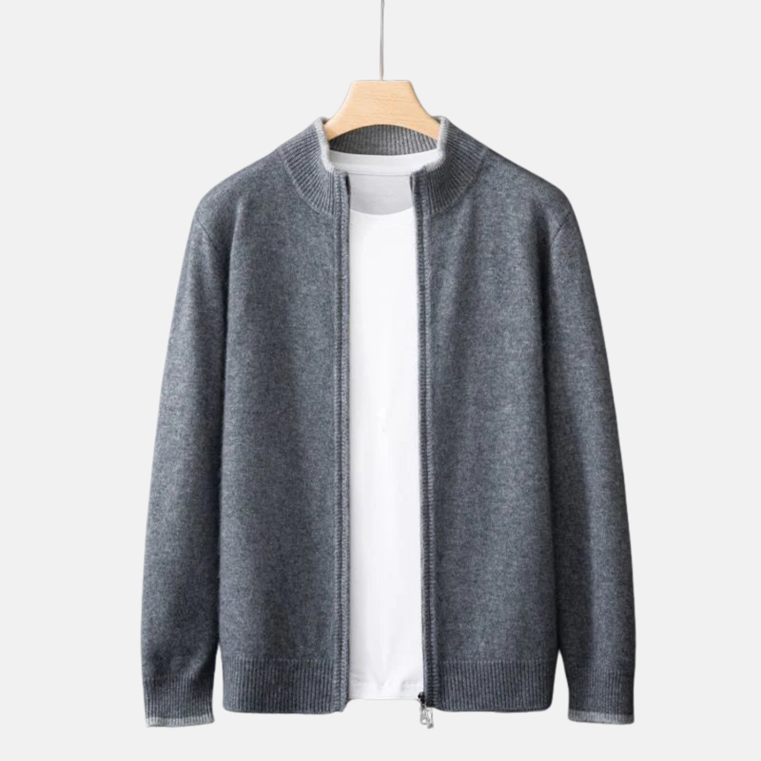 Chaqueta con cremallera de cachemira -  suavidad absoluta y elegancia minimalista