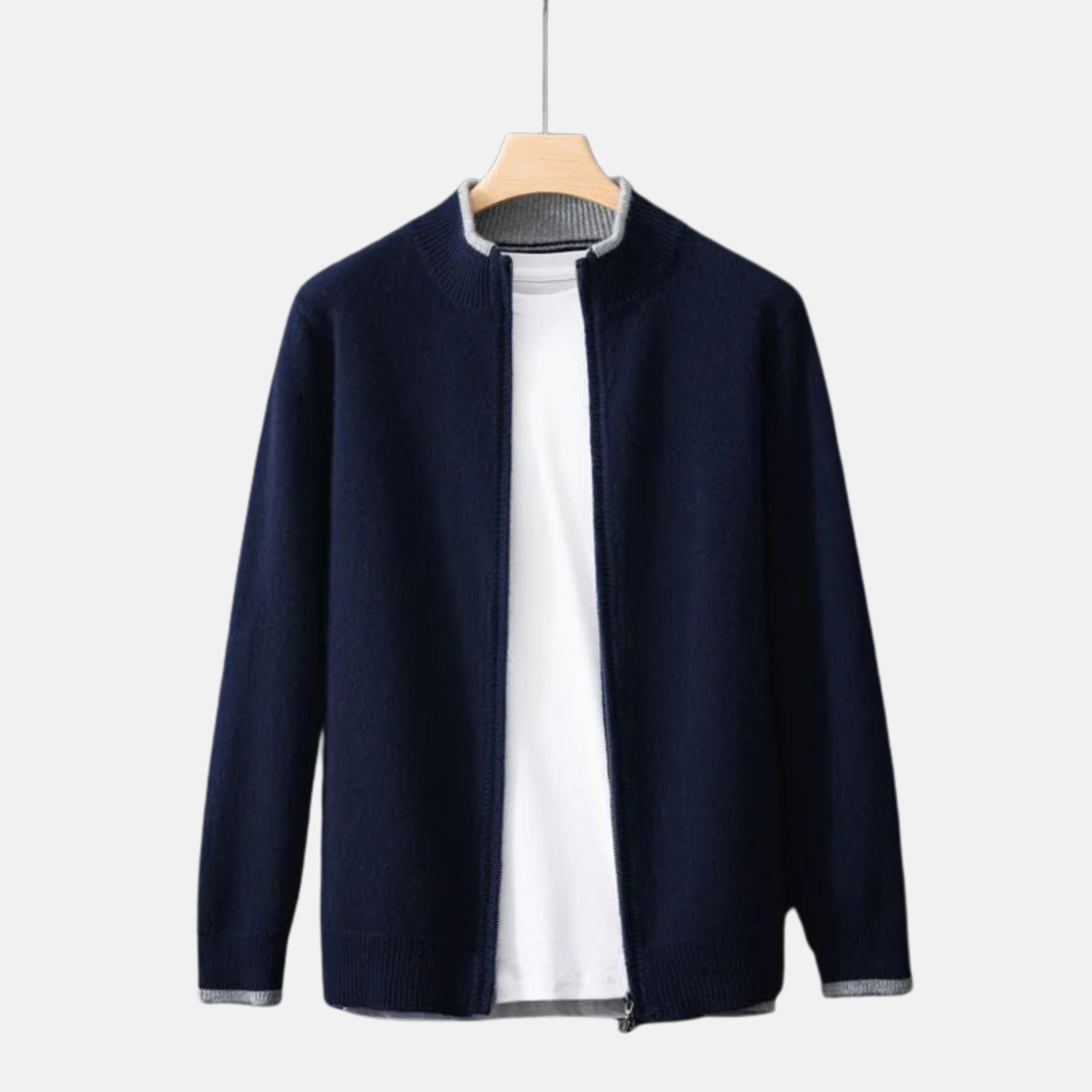 Chaqueta con cremallera de cachemira -  suavidad absoluta y elegancia minimalista