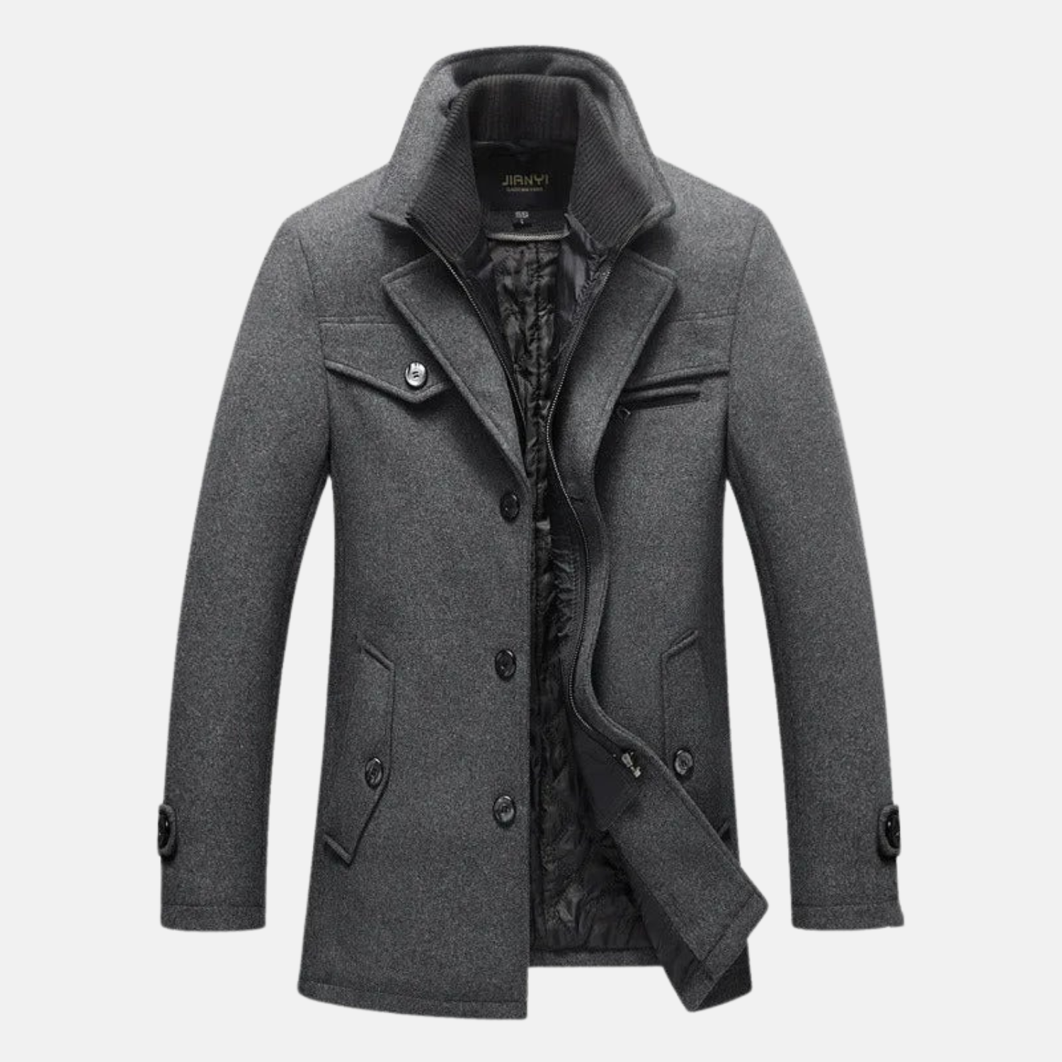 Abrigo de invierno largo para hombre con doble cremaller - elegancia cotidiana y comodidad atemporal