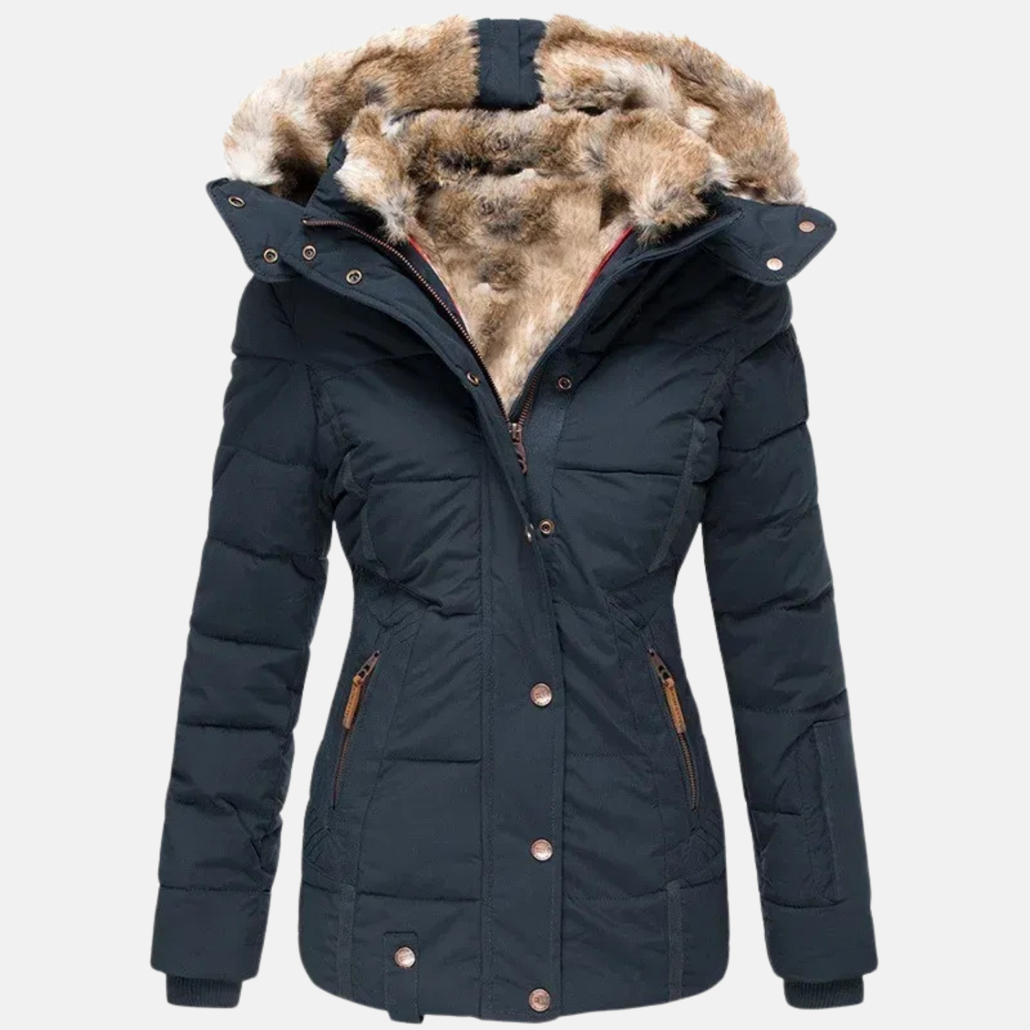 Chaqueta de Mujer con Cuello y Piel – Elegancia y Protección Extrema
