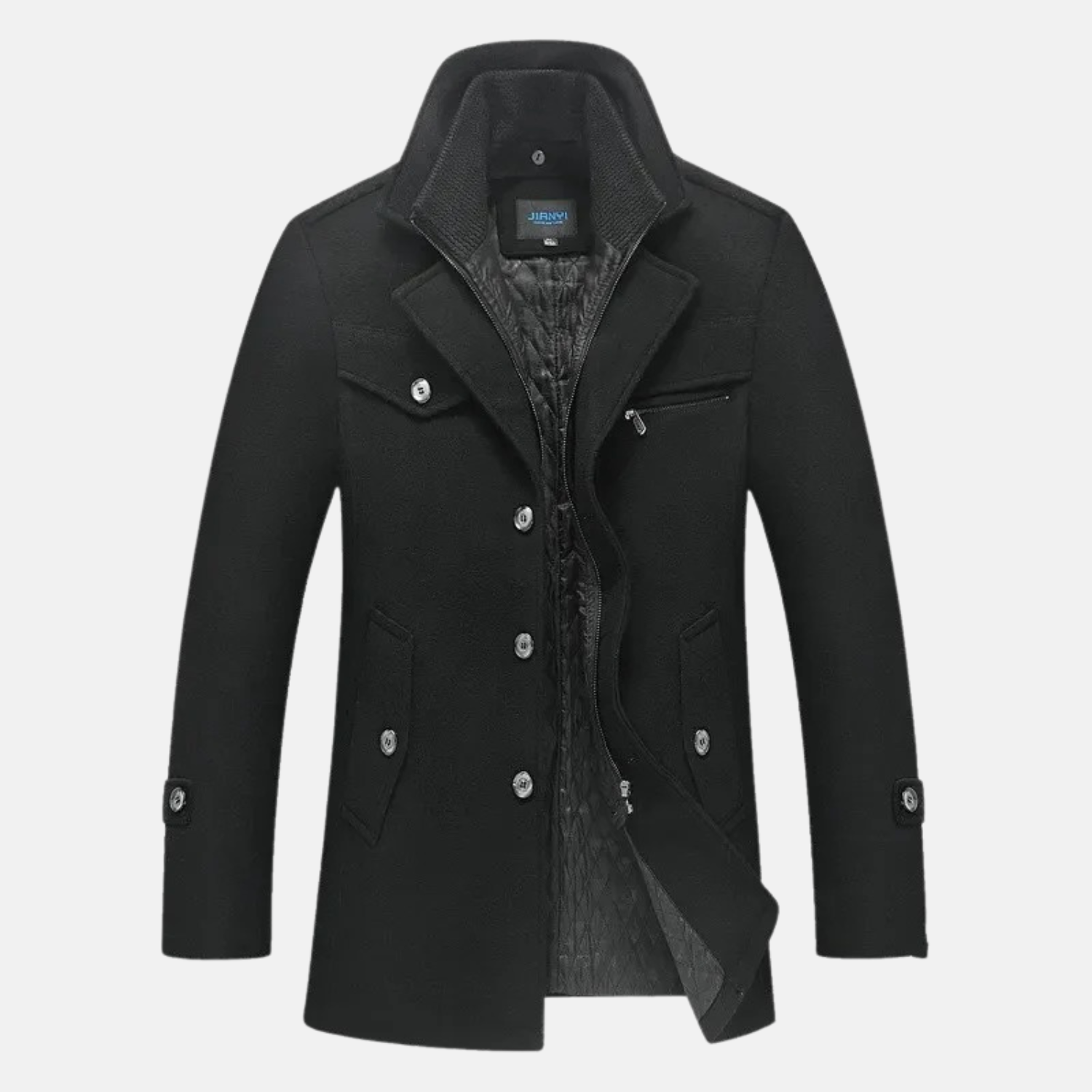 Abrigo de invierno largo para hombre con doble cremaller - elegancia cotidiana y comodidad atemporal