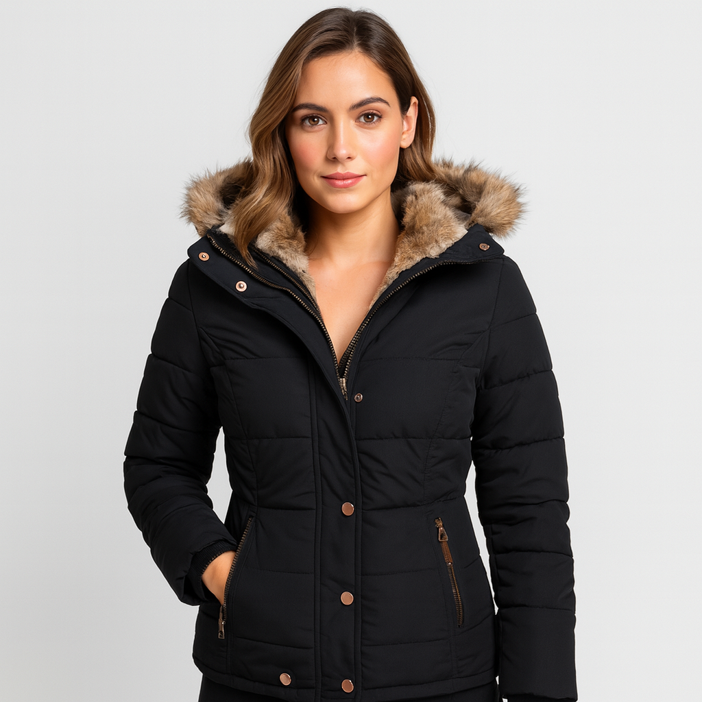 Chaqueta de Mujer con Cuello y Piel – Elegancia y Protección Extrema