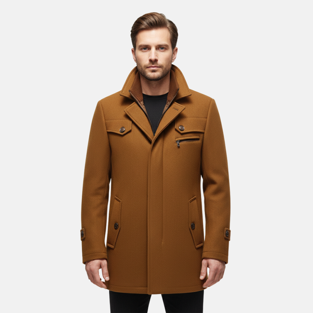 Abrigo de invierno largo para hombre con doble cremaller - elegancia cotidiana y comodidad atemporal