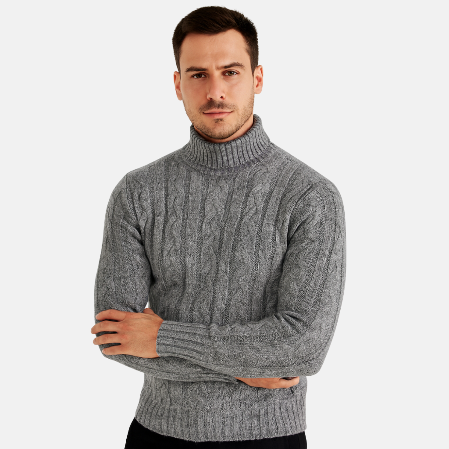 Jersey de cuello alto grueso para hombre - calidez moderna y elegancia clásica