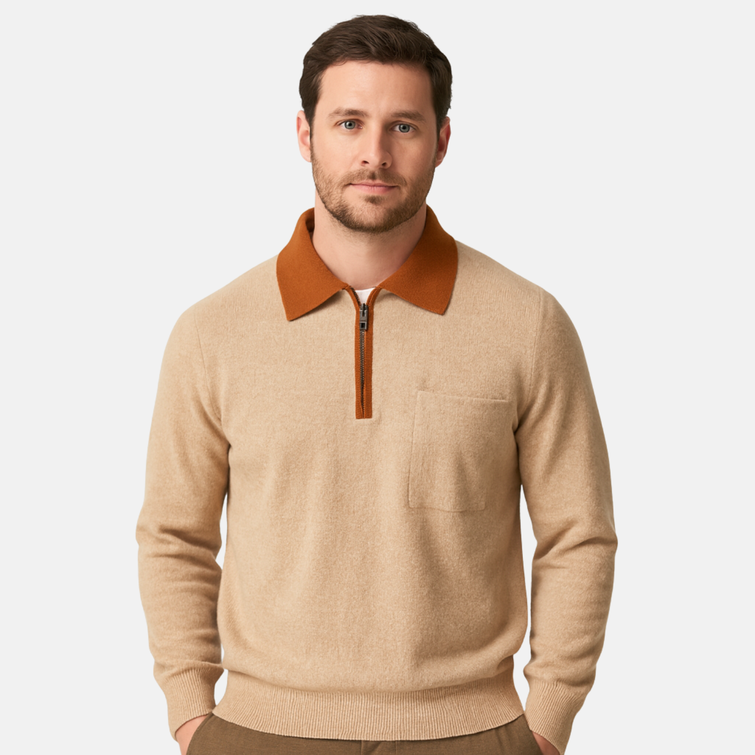 Elegante jersey con cremallera para hombre - modernidad sutil y refinamiento atemporal