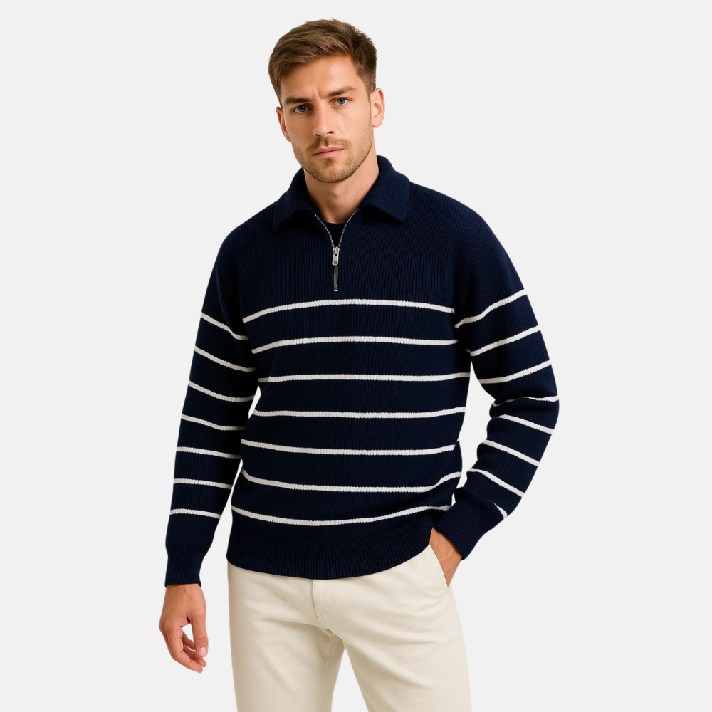 Jersey de Hombre a Rayas en Algodón – Elegancia Informal y Confort Transpirable