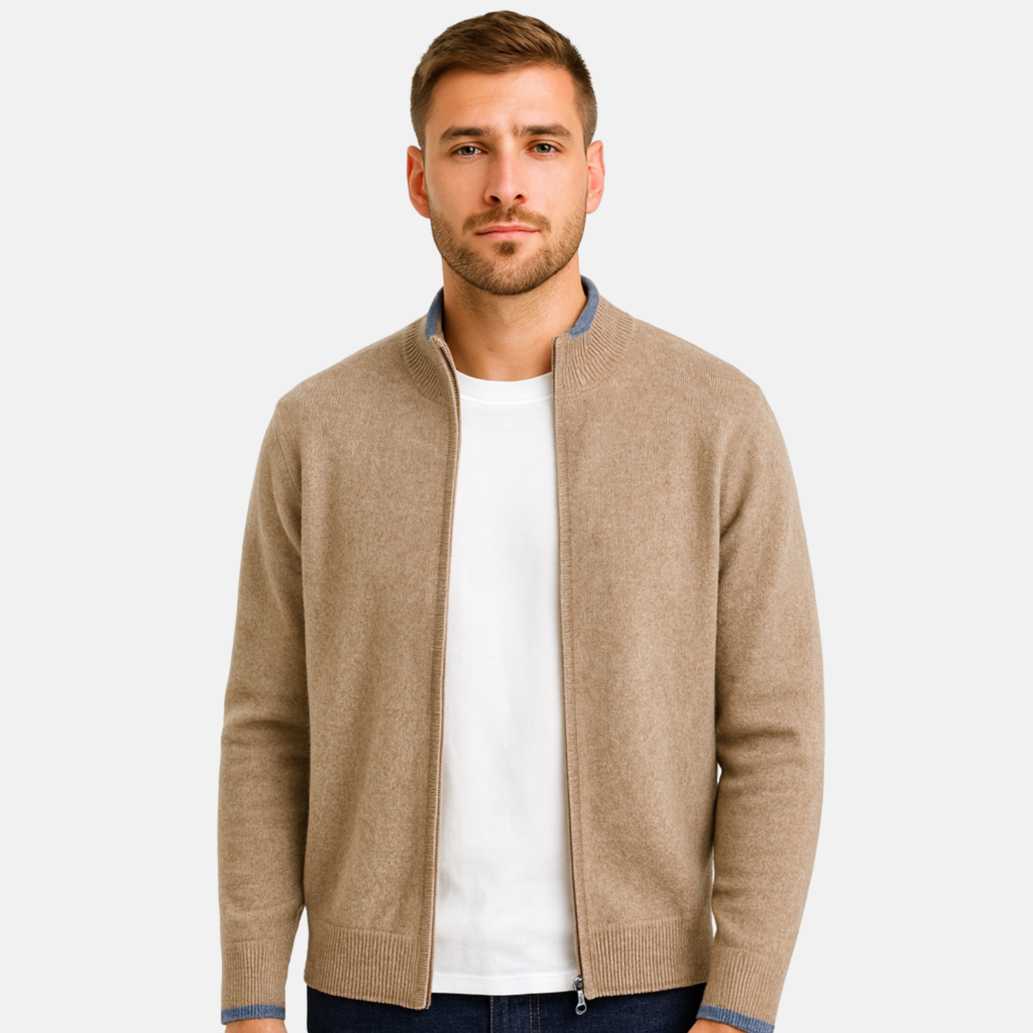 Chaqueta con cremallera de cachemira -  suavidad absoluta y elegancia minimalista