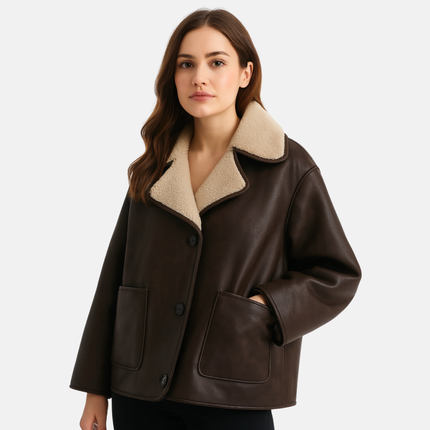 Abrigo Oversize de Mujer en Cuero y Piel – Calidez Elegante para el Invierno